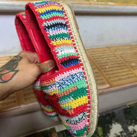 Aldo Santaclara Colorful Crochet Espadrilles with Red Detail 9 - Picture 12 of 16
